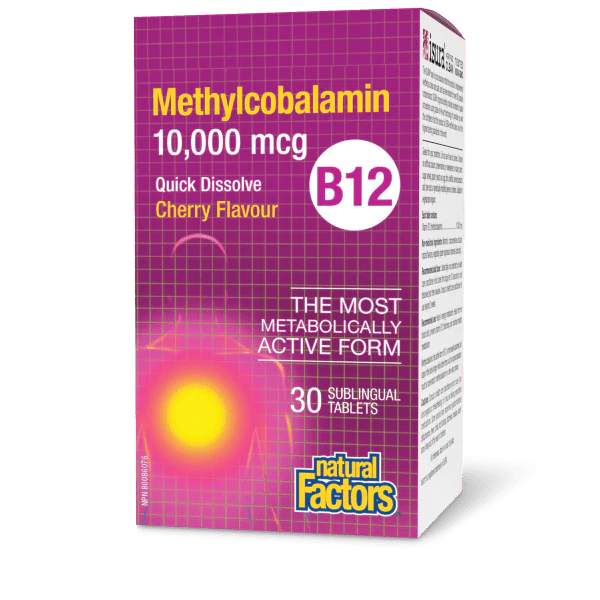 Natural Factors B12 Methylcobalamin 10,000mcg, 30 sublingual tablets