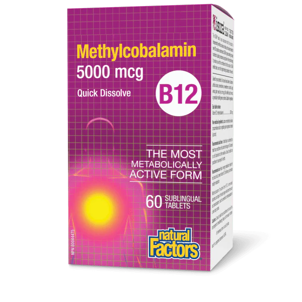 Natural Factors B12 Methylcobalamin 5000mcg, 60 sublingual tablets