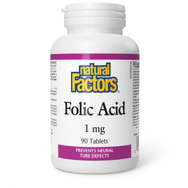 Natural Factors Folic Acid 1mcg, 90 tablets