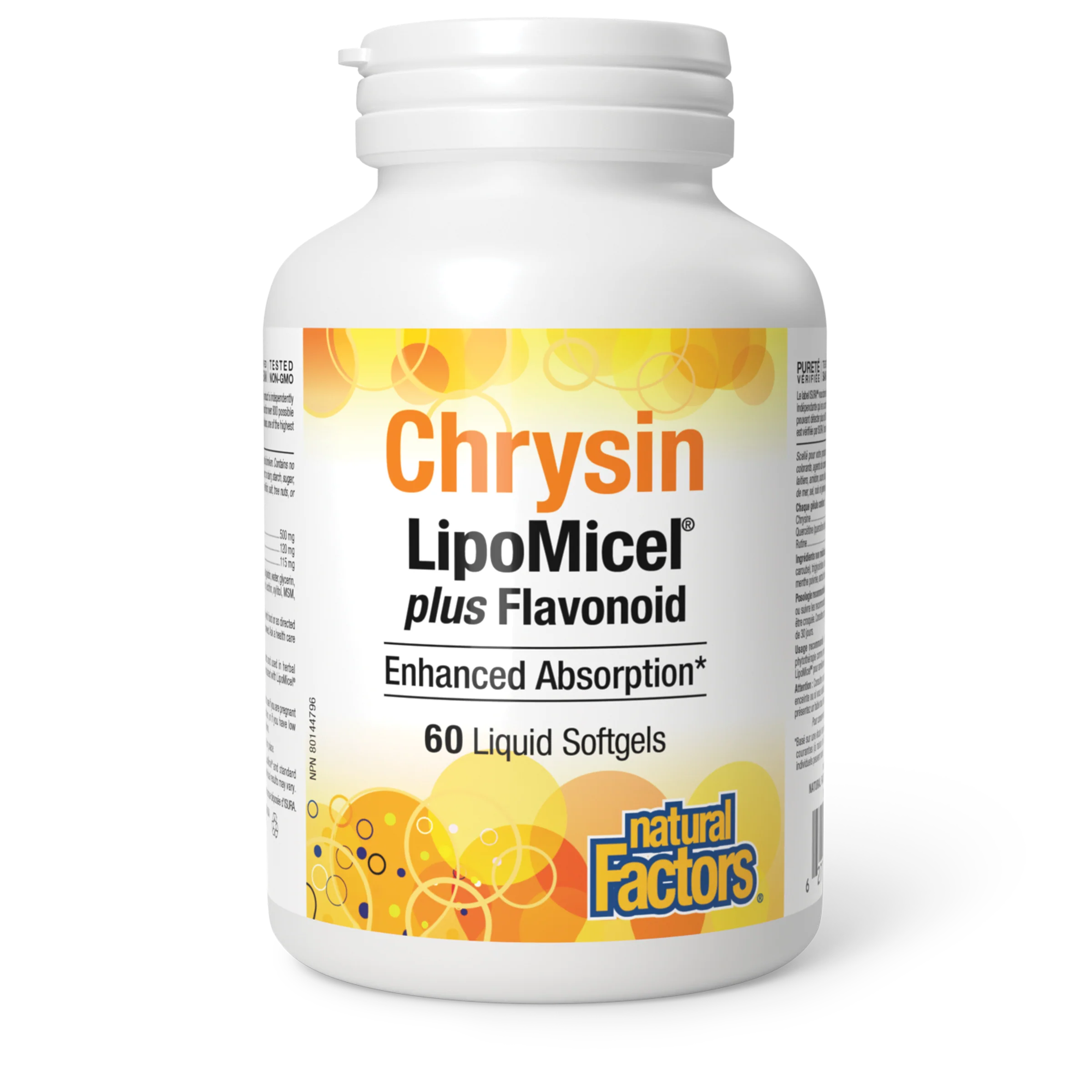 Natural Factors Chrysin LipoMicel plus Flavinoids, 60 softgels