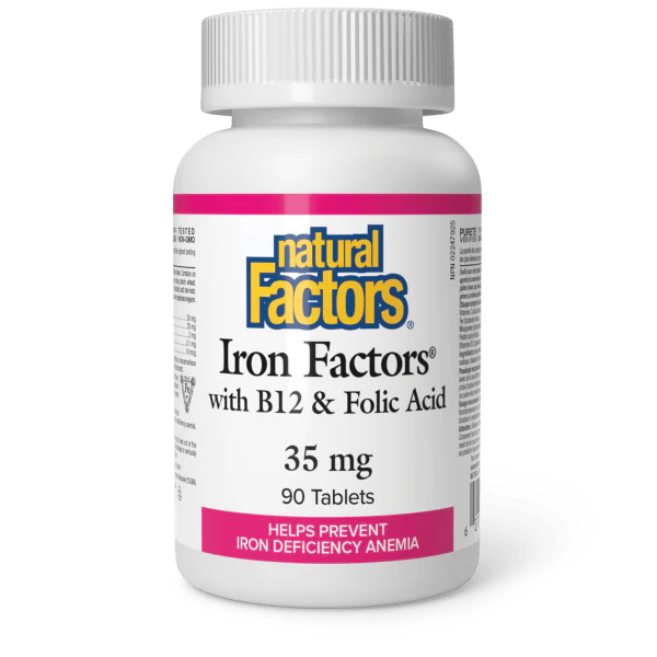 Natural Factors Iron Factors with B12 & Folic Acid, 90 tablets