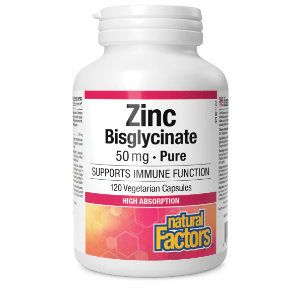 Natural Factors Zinc Bisglycinate 50mg, 120 capsules