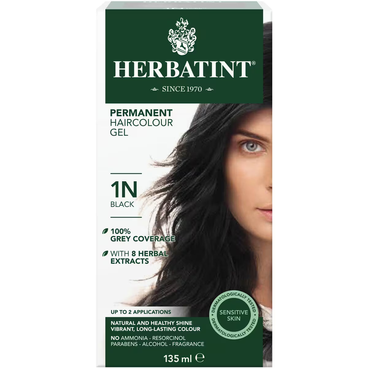 Herbatint Permanent Hair Colour Gel 1N Black