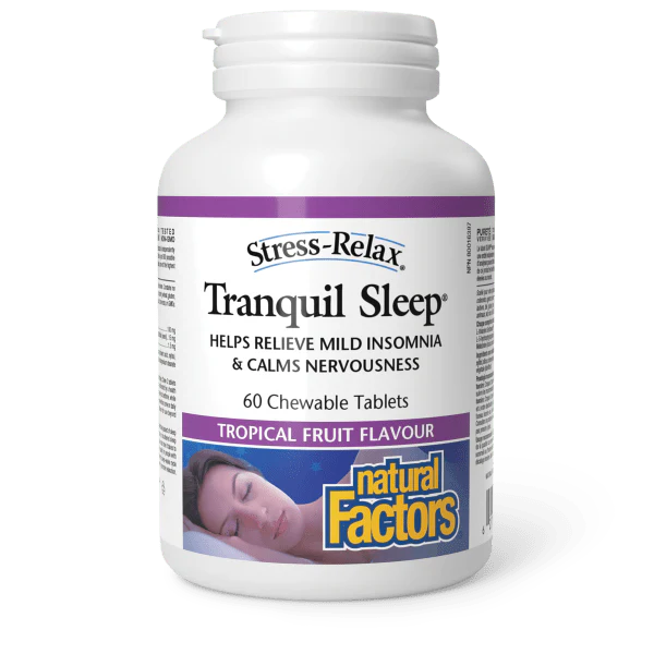 Natural Factors Tranquil Sleep Tropical Fruit Flavour, 60 chewable tablets
