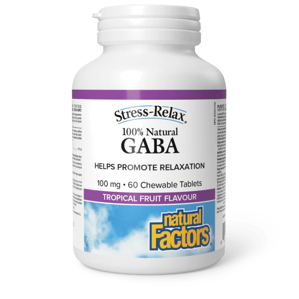 Natural Factors GABA Tropical Fruit Flavour 100mg, 60 chewable tablets