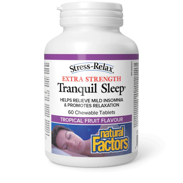Natural Factors Extra Strength Tranquil Sleep Tropical Fruit Flavour, 60 chewable tablets