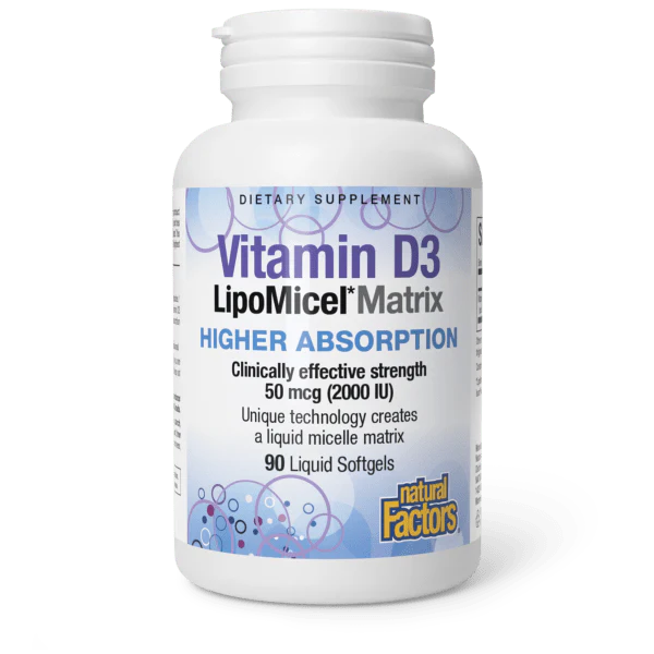 Natural Factors Vitamin D3 LipoMicel 2000 IU, 90 softgels