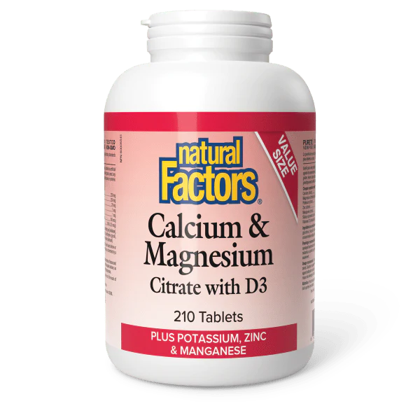 Natural Factors Calcium & Magnesium Citrate with D3, 210 tablets