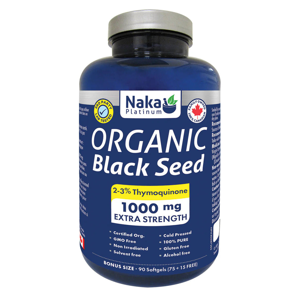 Naka Platinum Organic Black Seed 1000mg, 90 softgels