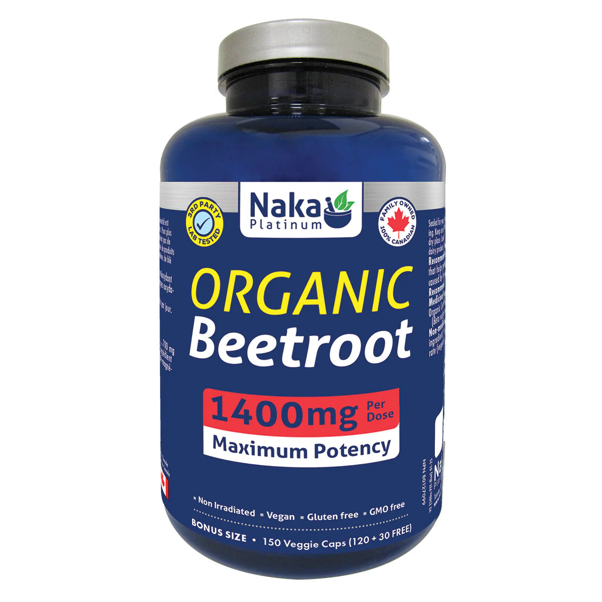 Naka Platinum Organic Beetroot 1400mg, 150 capsules