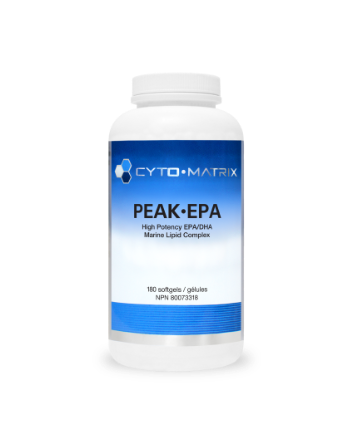 Cyto Matrix Peak EPA supplement bottle on a white background