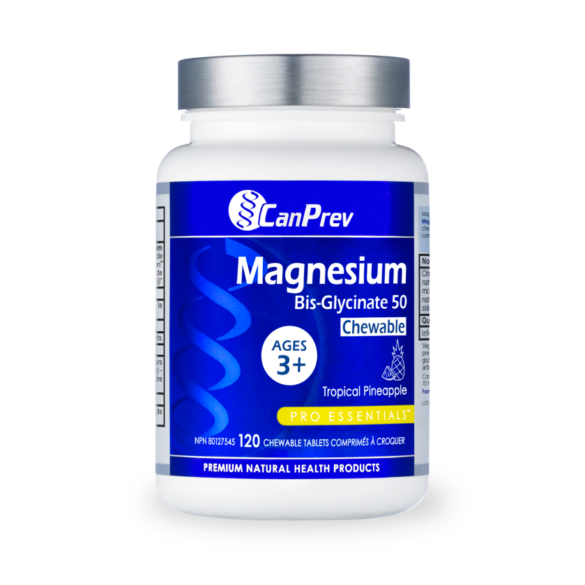 Canprev Magnesium Bis-Glycinate 50 Chewable, Tropical Pineapple, 120 chewable tablets