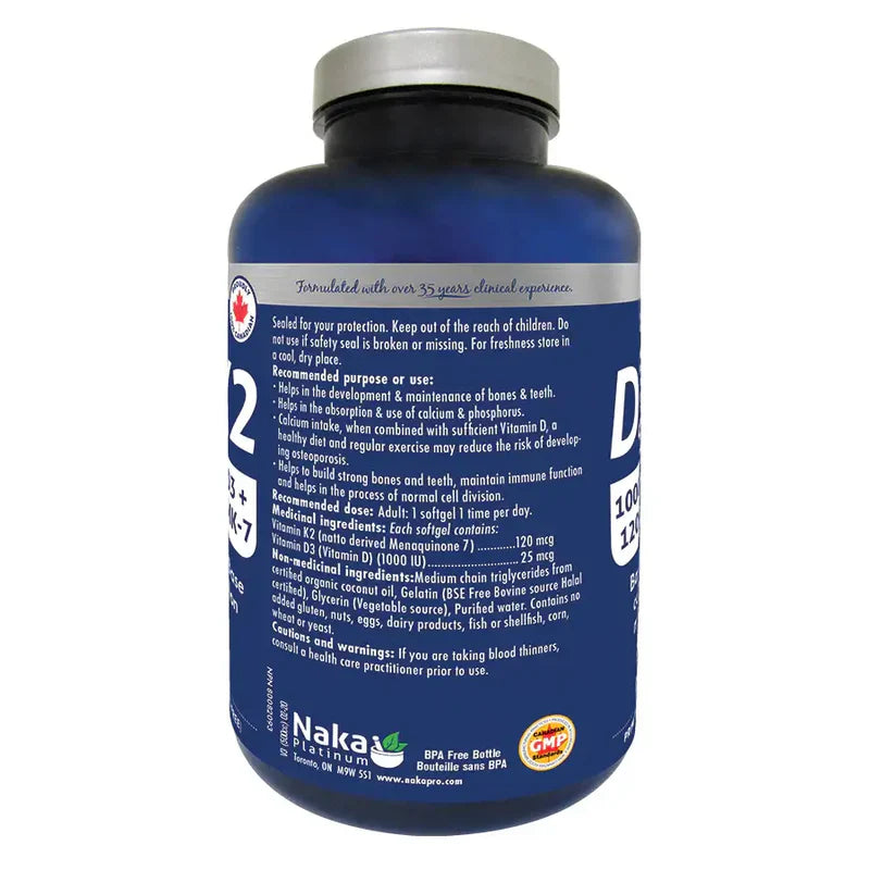 Naka Platinum Bioactive D3 + K2, 300 softgels