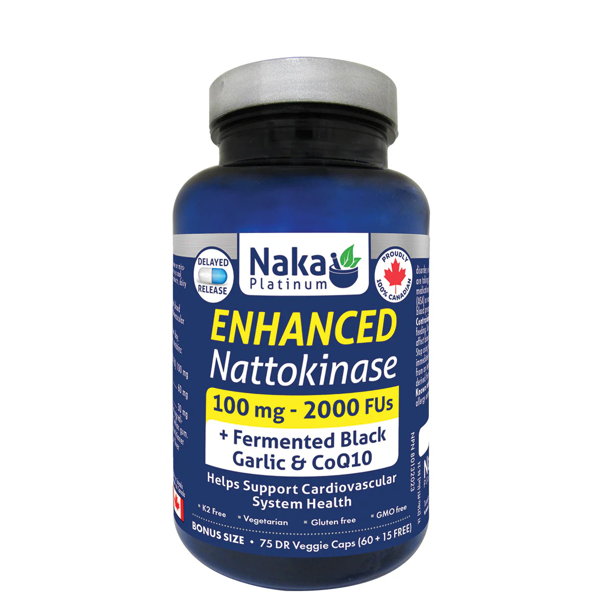 Naka Platinum Enhanced Nattokinase 100mg - 2000 FUs + Fermented Garlic & CoQ10, 75 capsules (Copy)