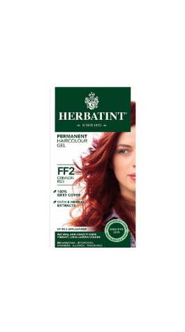 Herbatint hair color gel packaging with a person with red hair.