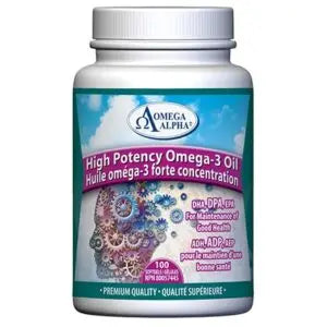 Omega-3 supplement bottle with colorful label on a white background