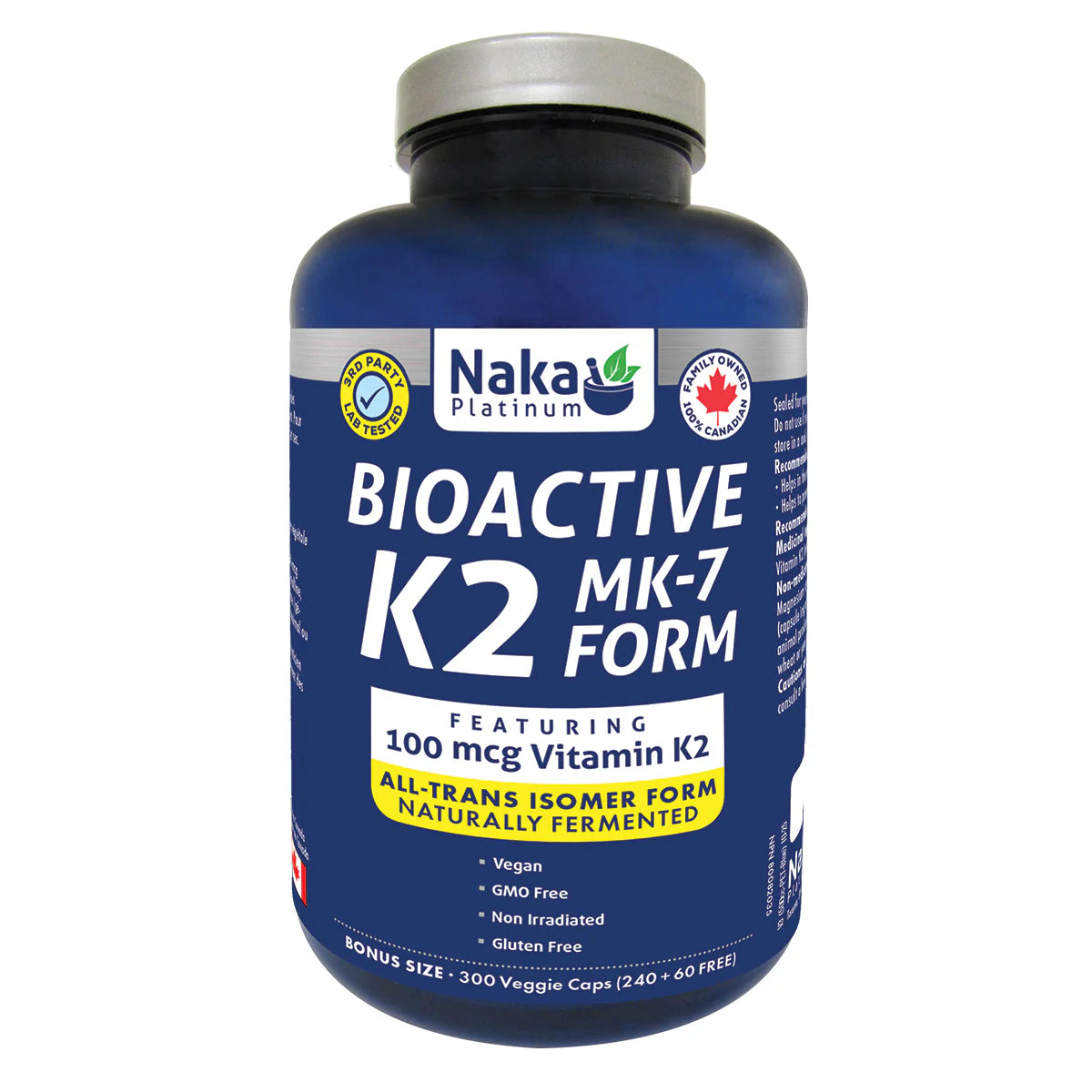 Naka Platinum Bioactive K2 MK-7 Form 1000mcg, 300 capsules