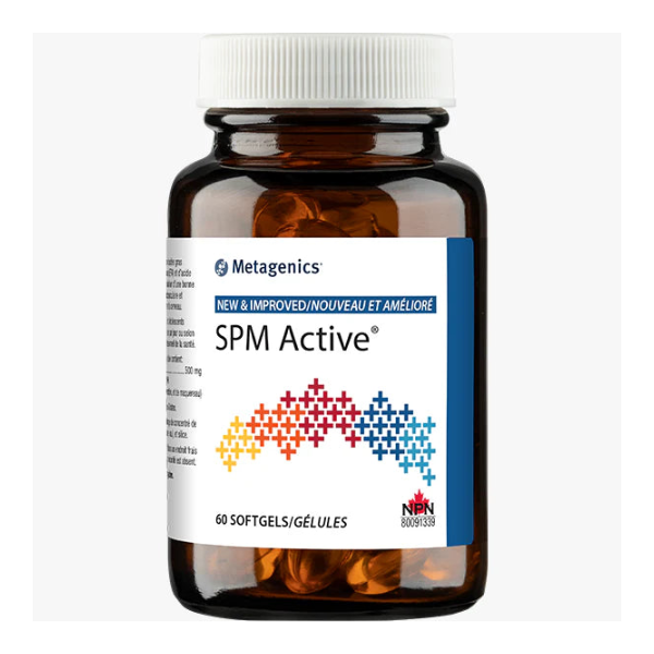Bottle of Metagenics SPM Active supplement on a white background