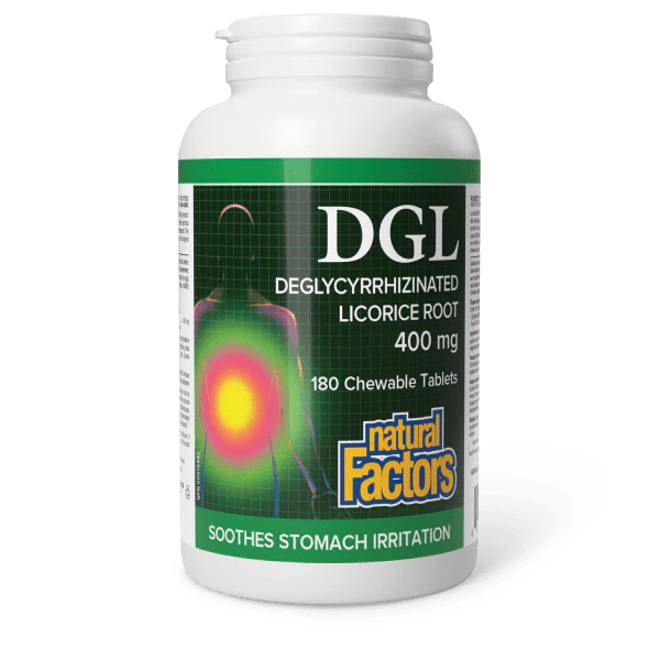 Natural Factors DGL Deglycyrrhizinated Licorice Root 400mg, Various Sizes