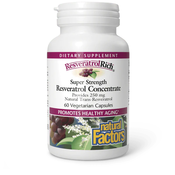 Natural Factors ResveratrolRich® Super Strength, 500mg (250mg Trans-Resveratrol), 60 capsules