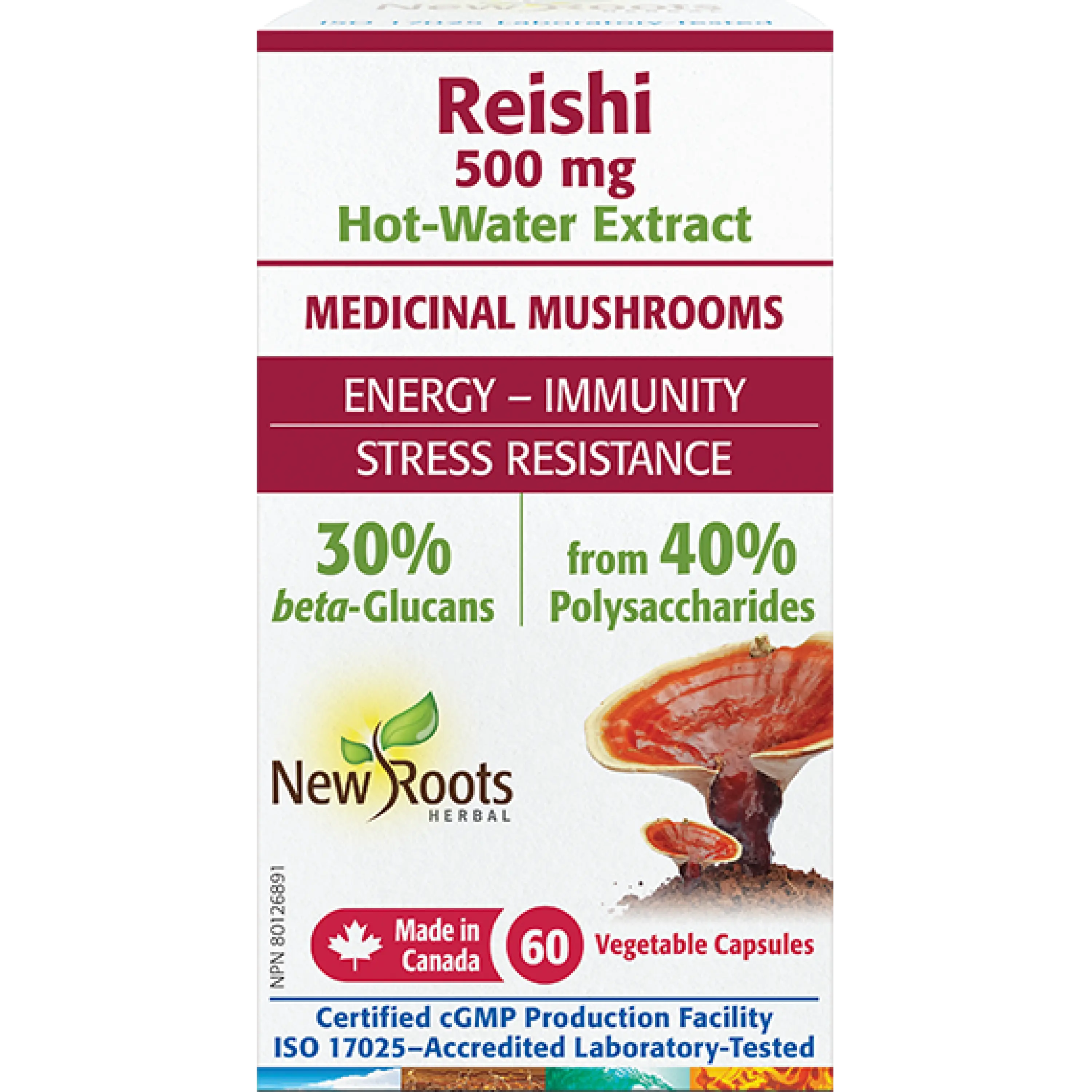 New Roots Reishi, 500mg, 60 capsules