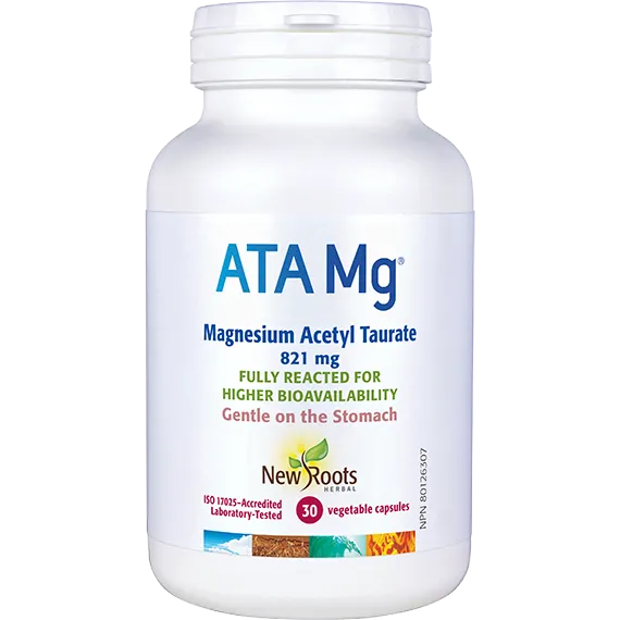 New Roots ATA Mg Magnesium Acetyl Taurate 821mg, 30 capsules