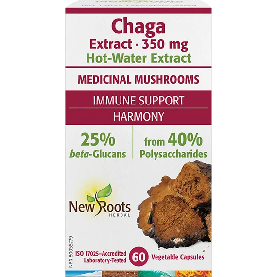New Roots Chaga Extract, 350mg, 60 capsules