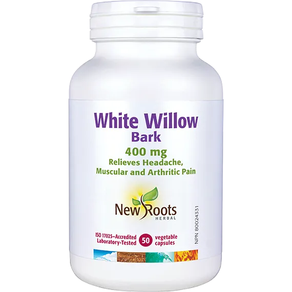 New Roots White Willow Bark 400mg, 50 capsules