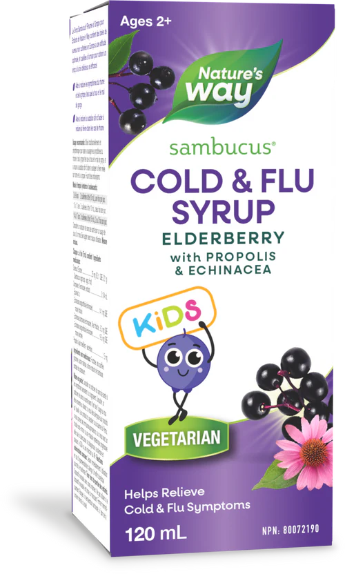 Nature's Way Sambucus Cold & Flu Syrup Elderberry Organic KIds, 120ml