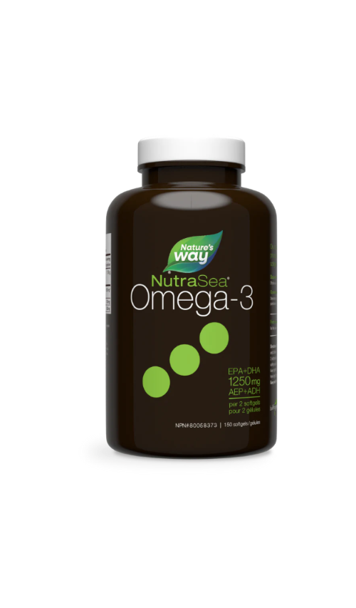 Nature's Way NutraSea Omega-3 supplement bottle on a white background
