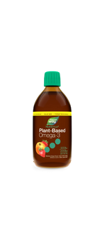 Bottle of Nature's Way Nutravage Plant-Based Omega-3 supplement on a white background
