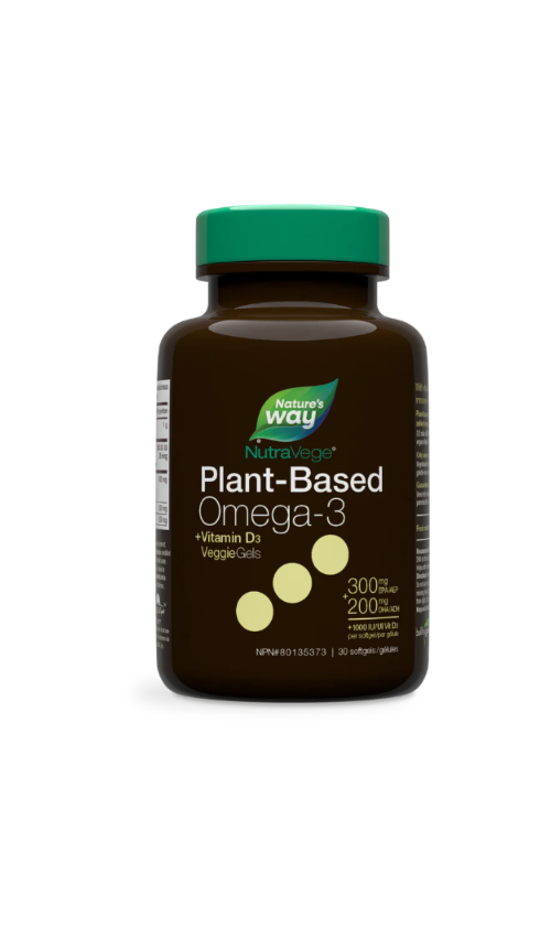Nature's Way Plant-Based Omega-3 supplement bottle on a white background
