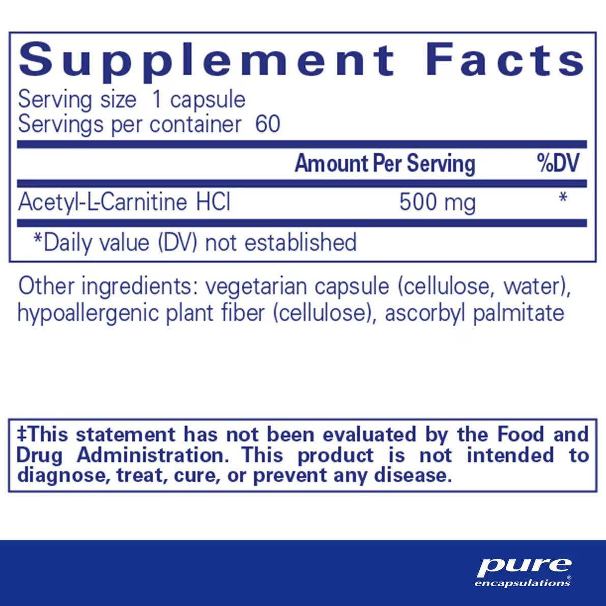 Pure Encapsulations Acetyl-l-Carnitine, 500mg