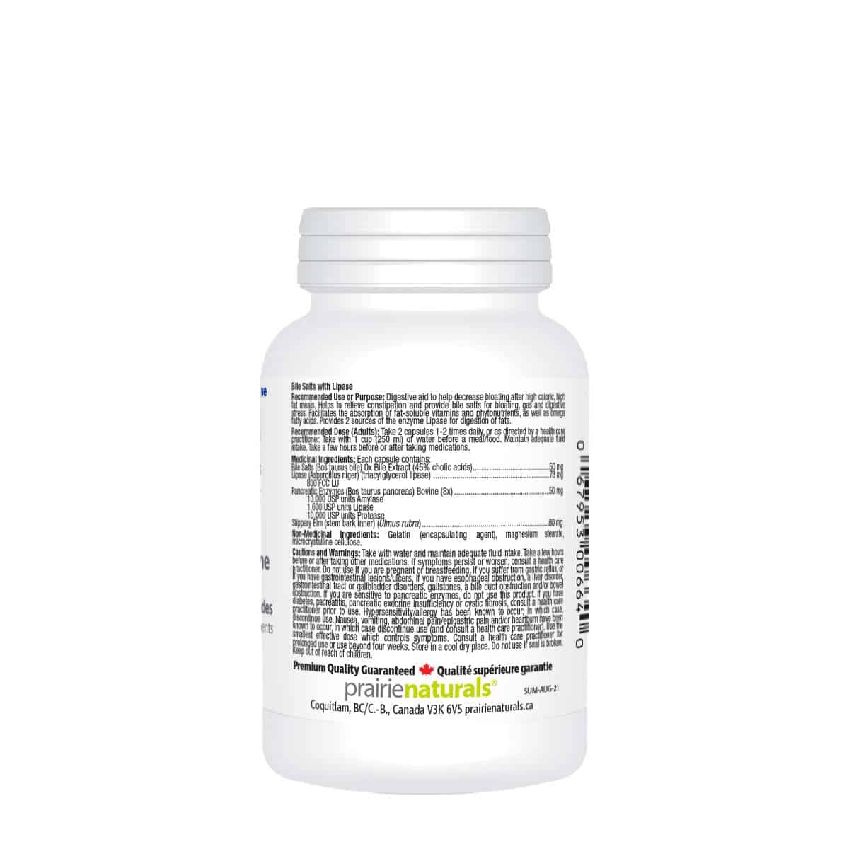 Prairie Naturals Bile Force Fat Digestive Enzymes, 60 capsules