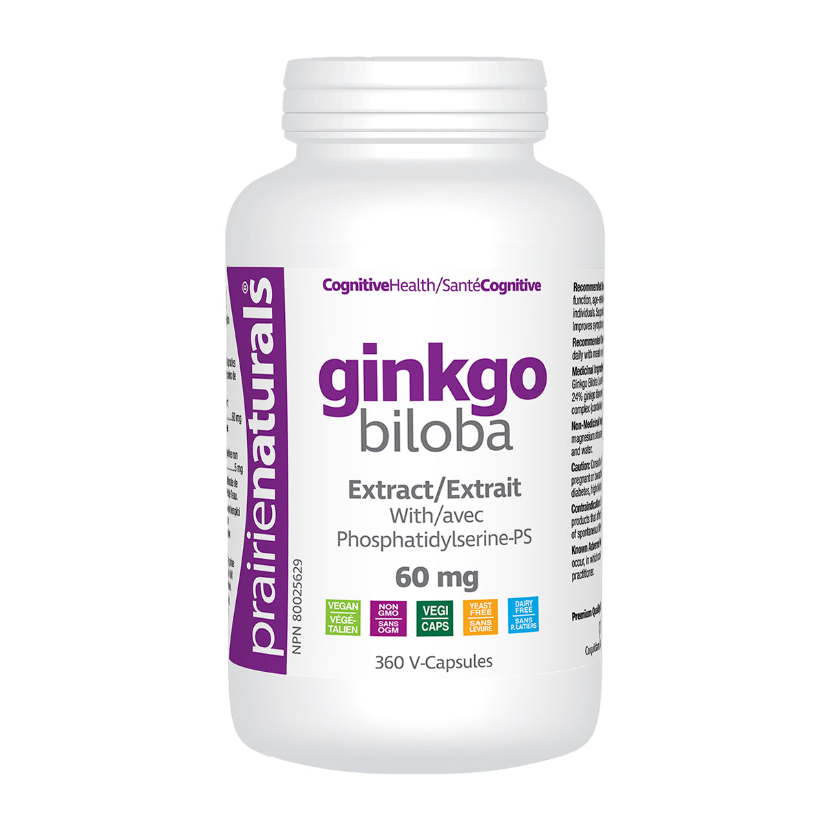 Prairie Naturals Ginkgo Biloba, 60mg, 360 capsules