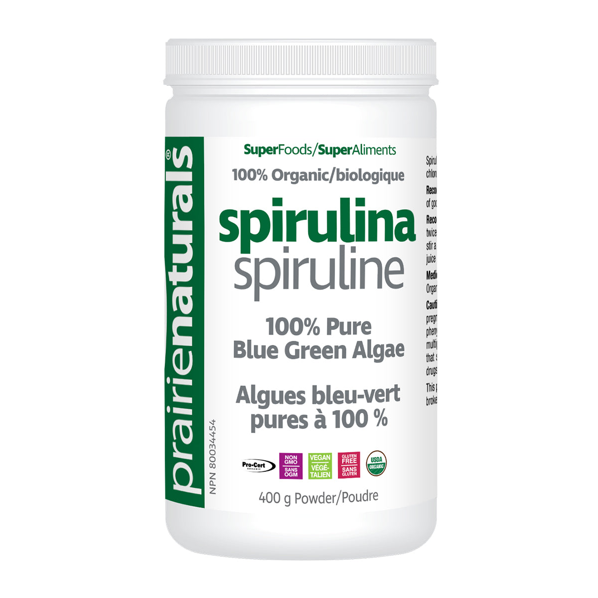 Prairie Naturals Organic Spirulina Powder