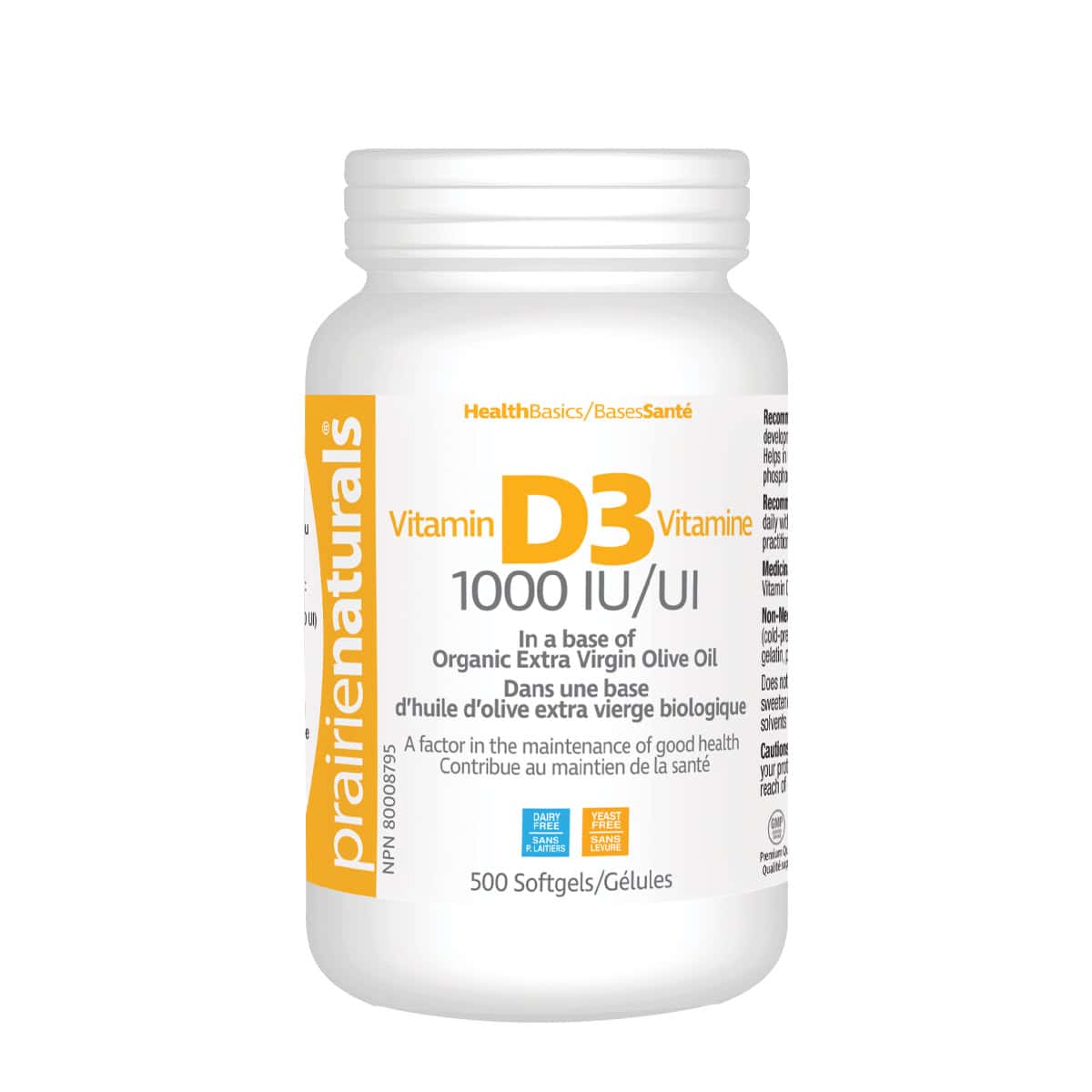 Prairie Naturals Vitamin D3 1000 IU, 500 softgels