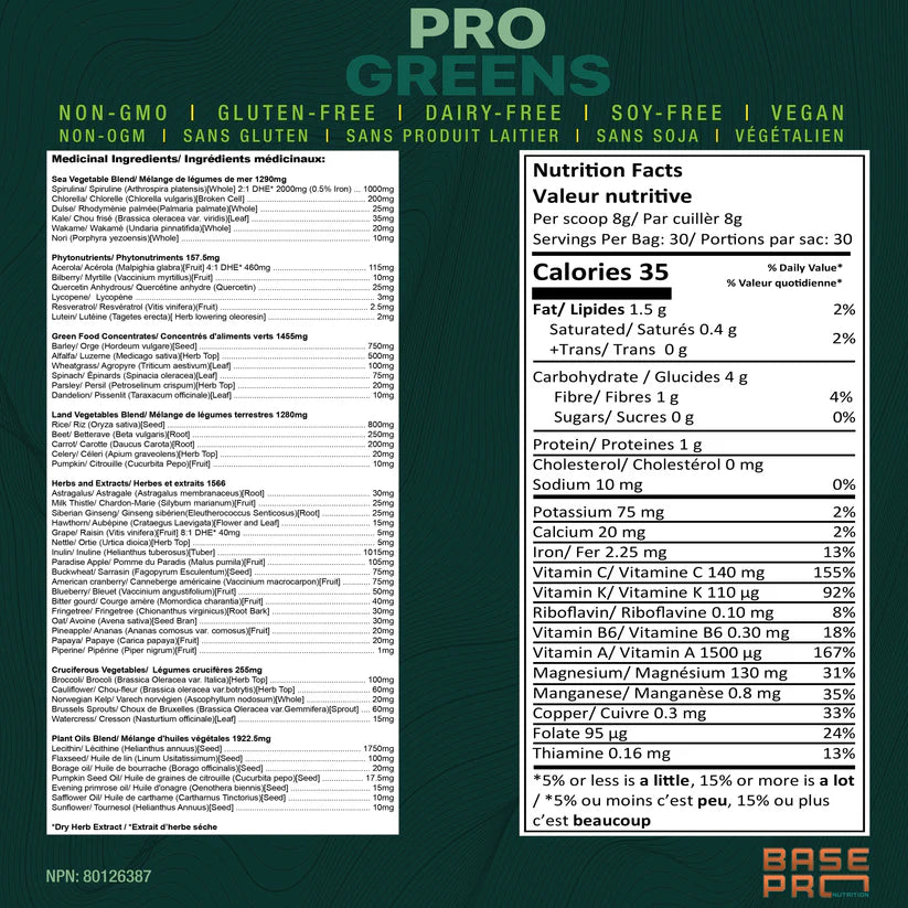Base Pro Nutrution Pro Greens, Unflavored