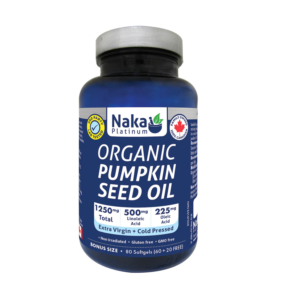 Naka Platinum Organic Pumpkin Seed Oil, 80 softgels