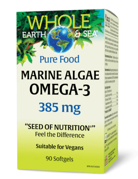 Whole Earth & Sea Pure Food Marine Algae Omega 3, 385mg