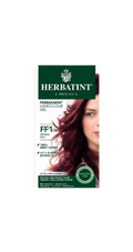 Herbatint hair color gel packaging with a model featuring Henna Red hair color.