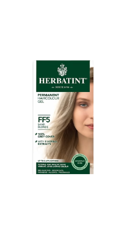 Herbatint hair color gel packaging with a model wearing sand blonde hair.