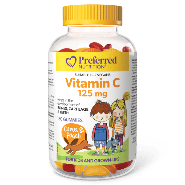 Preferred Nutrition Vitamin C 125mg, 180 gummies, Citrus & Peach