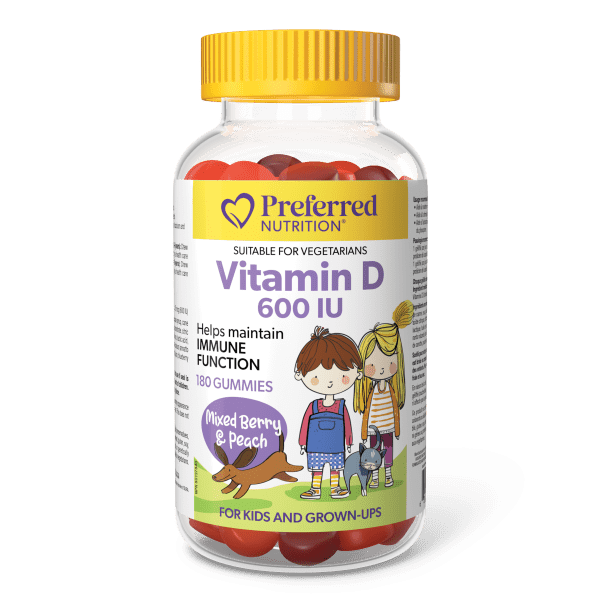 Preferred Nutrition Vitamin D 600 IU, 180 gummies, Mixed Berry & Peach