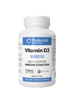 Vitamin D3 supplement bottle with label on a white background