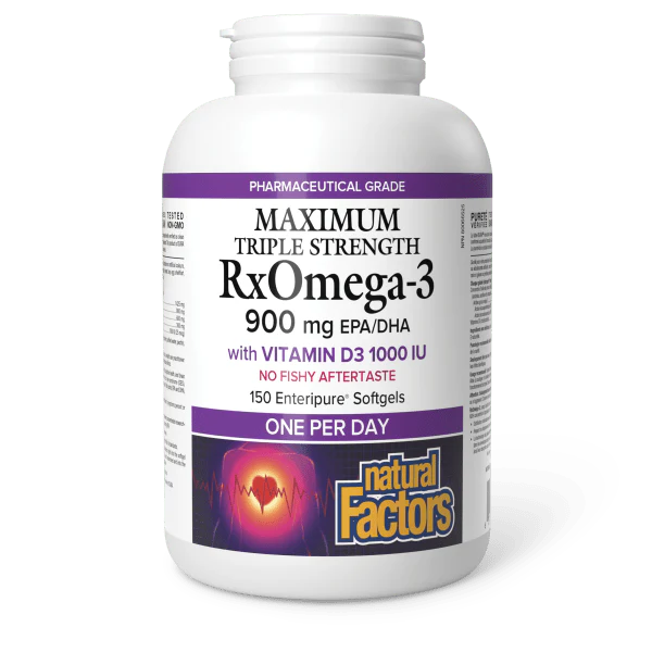 Natural Factors RXOmega-3 Maximum Triple Strength with Vitamin  D 1000 IU